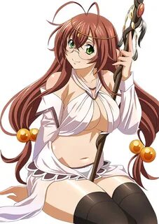 Safebooru - 1girl black legwear breasts brown hair cleavage 