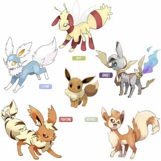 Eeveelutions from Eranoh by Wabatte-Meru.deviantart.com on @