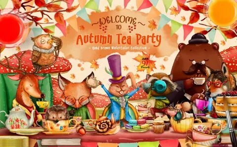 Autumn Tea Party By Shark&Croc co. TheHungryJPEG.com