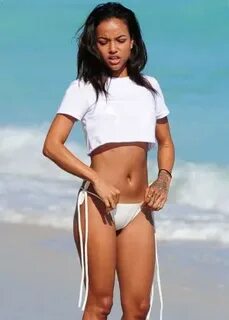 Karrueche Tran - Wearing Bikini on Miami Beach GotCeleb