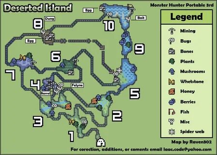 Monster Hunter Portable 3rd Deserted Island Resource Map Map