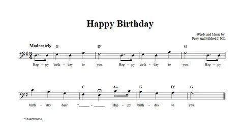 Happy Birthday Bass Clef Instrument Sheet Music (Lead Sheet)