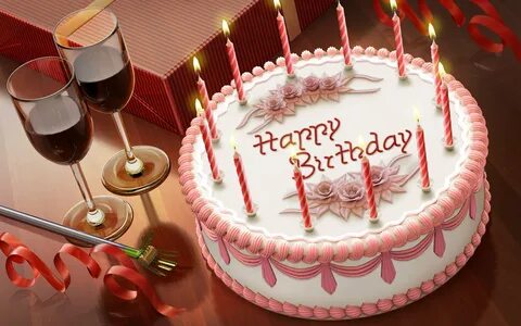 Картинка - Happy Birthday! надпись на торте.