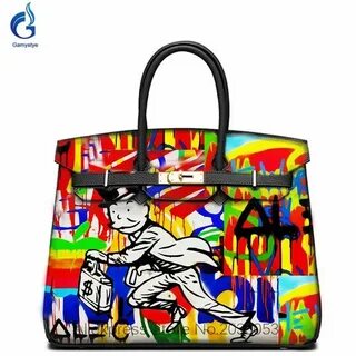 Art BIRKIN BAG NEW Hand Painting Cowhide bags Soft Togo Leat