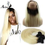 Ombre 1b 613 360 Lace Frontal with Bundles Pre Plucked Dark 