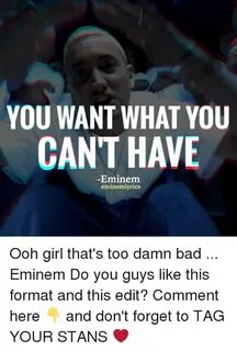 YOU WANT WHAT YOU CANT HAVE -Eminem Eminemlyrics Ooh Girl Th