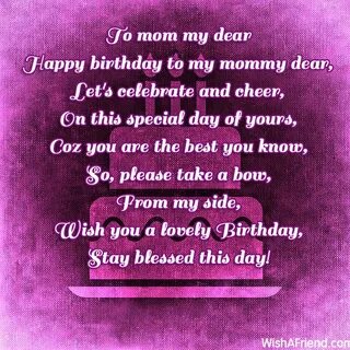 To mom my dear, Mom Birthday Poem
