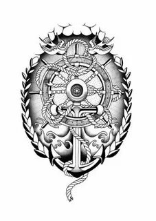 Kraken Ship wheel tattoo, Navy tattoos, Nautical tattoo