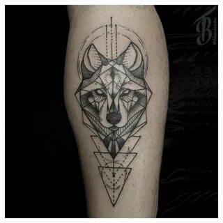calves wolf tattoo Geometric tattoo, Geometric wolf tattoo, 