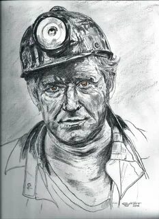 Coal Miner - Portrait of a brown-eyed miner. Industrial artw