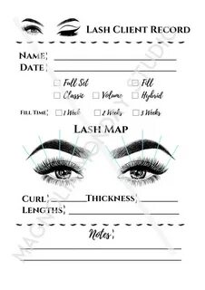 Lash Extensions Client Record Consultation Card Printable Et