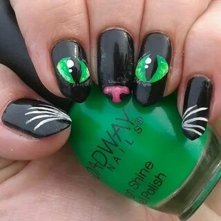 Hallowen Nails (29) Cat nail art, Cat nails, Halloween nail 