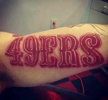 49ers tattoo . Love the font and location 49ers fans, Nfl 49