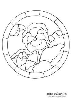 Stained glass pansy Print. Color. Fun! Free printables, colo
