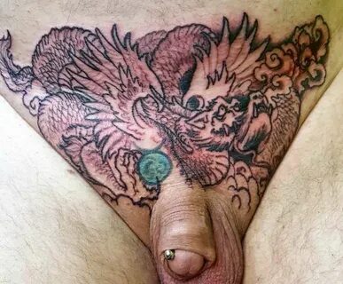 Start of pubic dragon tattoo