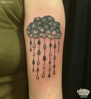 Black and Grey tattoo of Geometric Rain Cloud Cloud tattoo, 