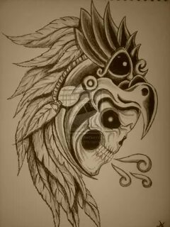 Displaying 19 Images For - Aztec Eagle Warrior Skull Tattoo.