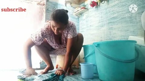 indian hot aunty Washing clothes crazy village vlog Hot vlog