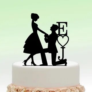 Bride and Groom with Personlized Initials Custom Wedding Cak