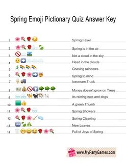 Free Printable Spring Emoji Pictionary Quiz with Answer Key