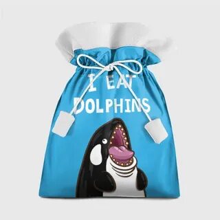 Подарочный мешок Я ем дельфинов (из ткани) - купить. Принт: 