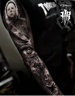 Michael Myers tattoo. Michael Myers full sleeve, Horror tatt