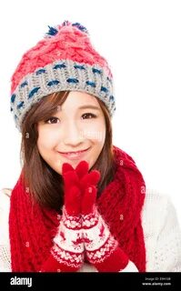 Asian girl muffler hat