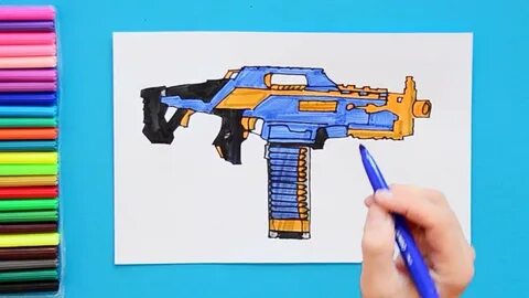 How to draw Nerf Elite Rapidstrike - YouTube