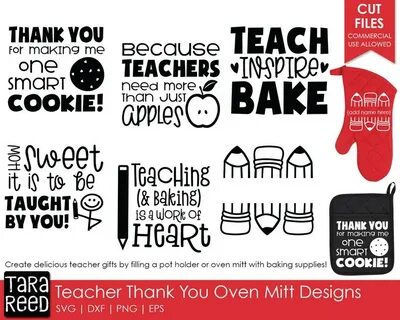 Teacher Thank You Oven Mitt Designs Teacher SVG and Cut Etsy