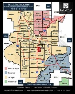 Map of Las Vegas and surrounding city. Zip codes and freeway