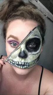 Zipper face skull with glitter Zipper halloween makeup, Zipp