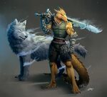 Dragonborn Ranger and his Winter Wolf companion -... - Lucas