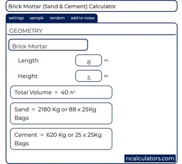 Sand & Cement Estimation Calculator