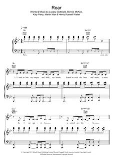 Roar Sheet Music Katy Perry Piano, Vocal & Guitar Chords