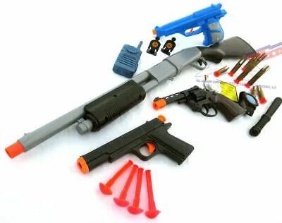 5x Toy Guns Pump-Action Shotgun Sm UZI Pistol 2x 9MM Dart Gu