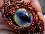 Wire Wrapped Dragon Eye - Copper Rainbow Peacock Eye jewelry