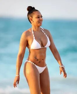 Melanie Brown in White Bikini in Turks & Caicos Islands GotCeleb