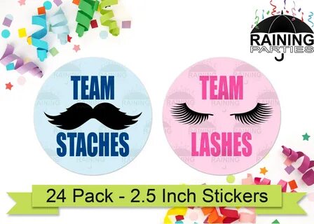 Staches or Lashes Gender Reveal Party Stickers 24 Pack Etsy