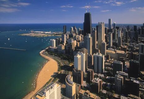 Chicago Chicago beach, Aerial view, Skyline