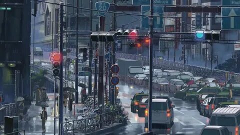 Road during rainy day anime still, anime, Makoto Shinkai HD 