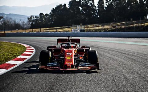 Скачать обои Ferrari SF90, 2019, F1 2019 season, racing trac