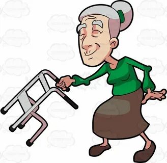 A grandma dancing and swinging with her walker * Vector Grap