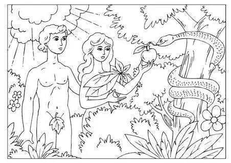 Coloring Page Adam and Eve - free printable coloring pages -