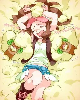 Safebooru - 1girl laughing lying pokemon pokemon (creature) 