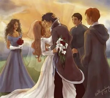 Ginny and Harry's wedding! Wizard tuxedo is awesome. Also, H