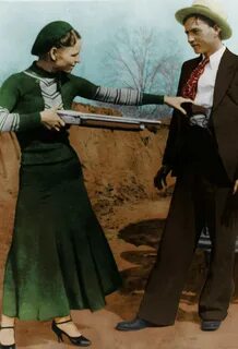 "Bonnie & Clyde Colorized" by â˜¼ Laughing Bones â˜¾ Redbubble