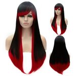 41% OFF 2022 Black To Red Ombre Fashion Side Bang Lolita Lon
