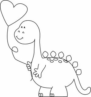 Black and White Valentine Dinosaur with Balloon Valentines d