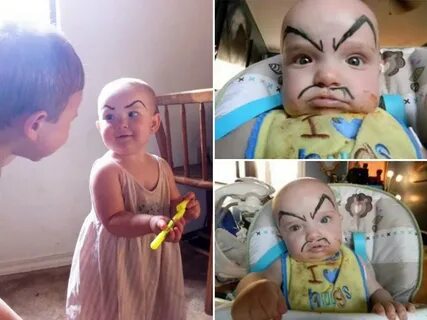 Something hilarious happens when you paint eyebrows on a bab