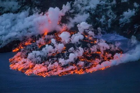 running into the river Aerial photo, Volcano, Natural phenom